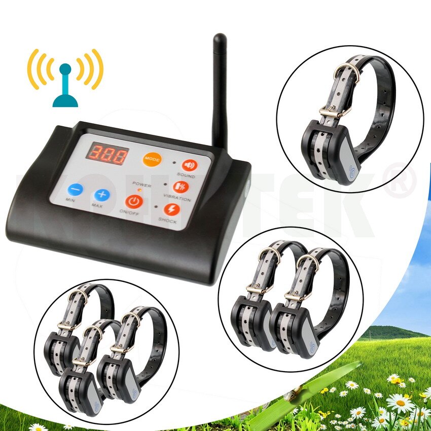 2 in 1 Wireless Electronic Dog Fence System and Dog Training Collar Beep Shock Vibration Training for 1/2/3 dogs 6 Sets/lot