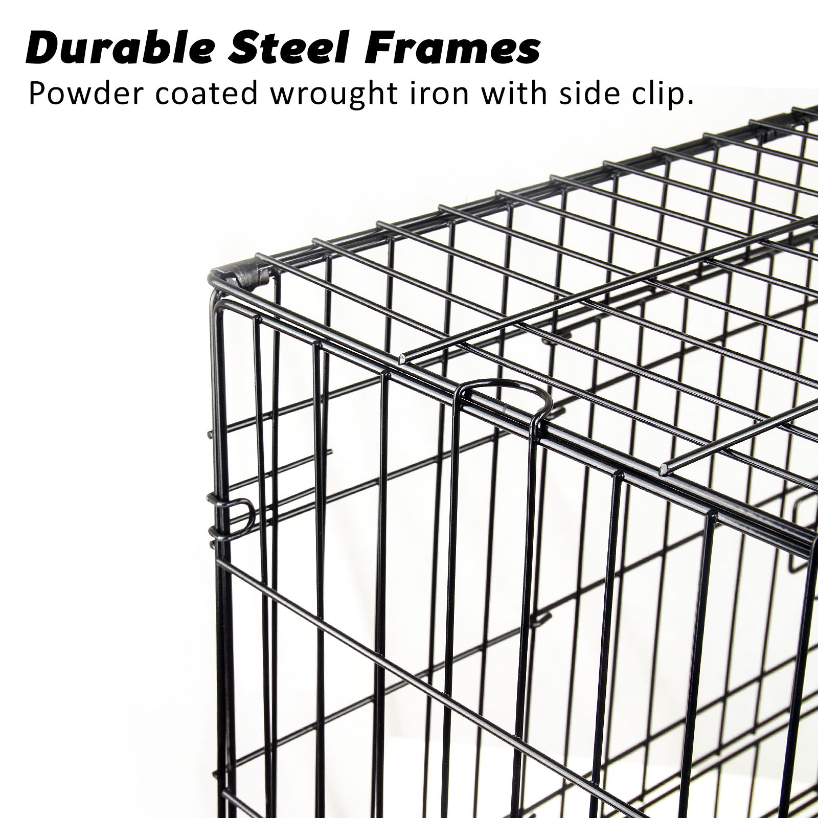 Wire Dog Cage Foldable Crate Kennel 24in with Tray + Cushion Mat Combo