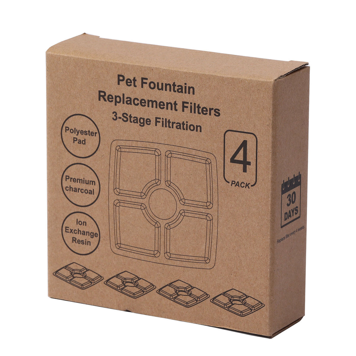 YES4PETS 8 x Pet Dog Cat Fountain Filter Replacement Activated Carbon Ion Exchange Resin Triple Filtration System Automatic Water Dispenser Compatible