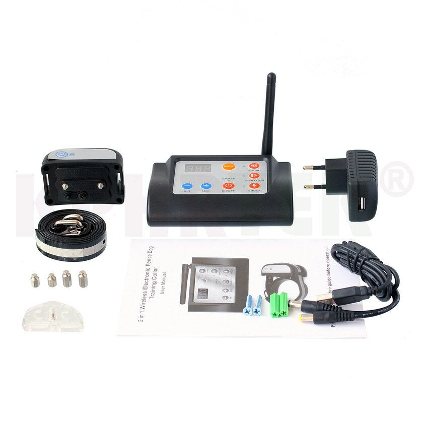 2 in 1   Wireless Electronic Dog Fence System and Dog Training Collar   Beep Shock Vibration Training  for 1/2/3 dogs 6 Sets/lot