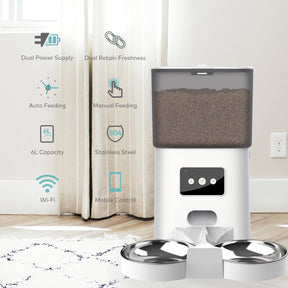 Smart 6L Wi-Fi Pet Two-Way Splitter Feeder and Dual Power Supply