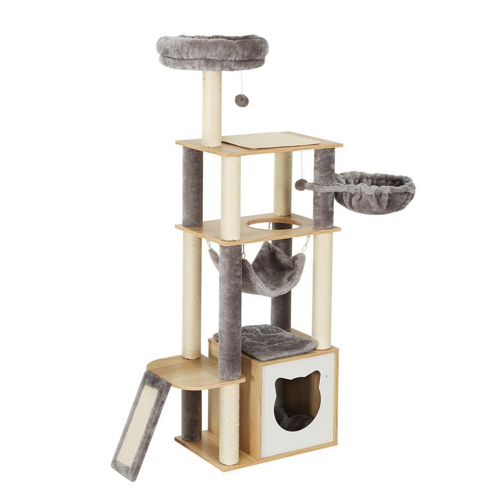 i.Pet Cat Tree Tower Scratching Post Scratcher Wood Bed Condo Toys House 152cm