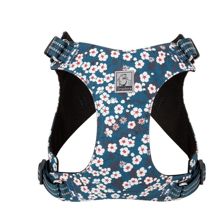 Floral Doggy Harness Saxony Blue 3XS