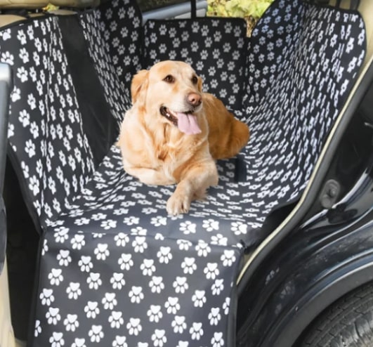 Waterproof Pet Car Seat Cover Hammock Black With Mesh Window