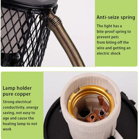 100W Reptile Ceramic Heat Lamp anti-hot Cage Light Holder Switch Chicken Brooder