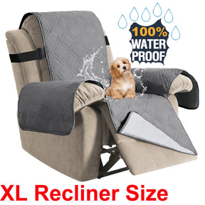 Grey XL Recliner Waterproof Recliner Chair Cover with Non Slip Strap Slip Cover for Recliner