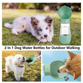 Portable Dog Water Bottle with Food Container Leak Proof Dog Water Dispenser(Pink)