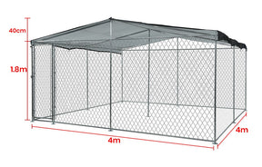 4x4m Dog Enclosure Kennel Large Chain Dogs Cat Cage Pet Animal Cover Shade Fencing Run Playpen