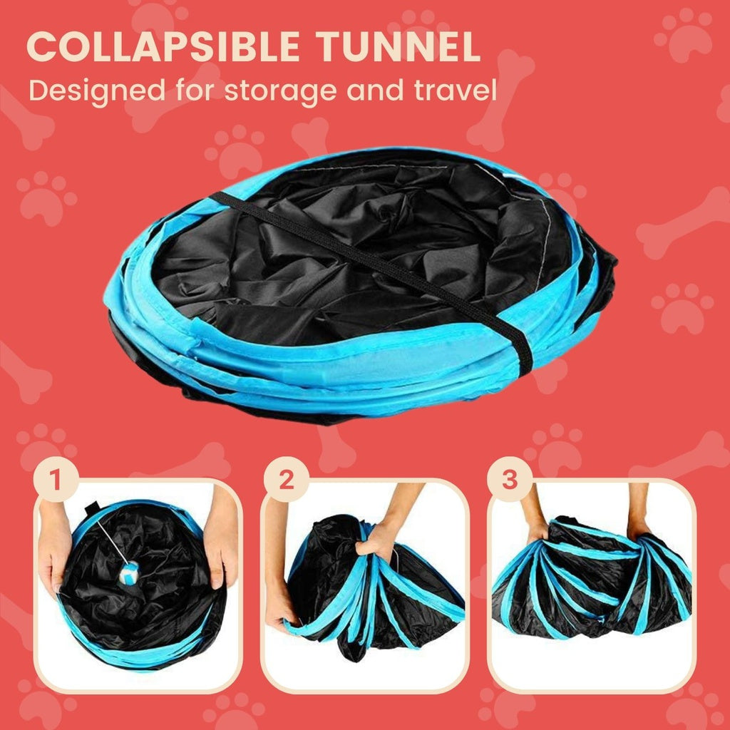 Floofi 4 Holes Cat Tunnel (Blue) - PT-CT-117-QQQ