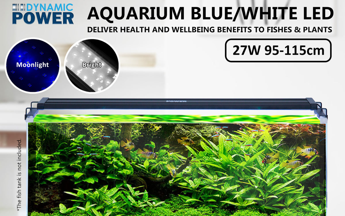 Dynamic Power 27W Aquarium Blue White LED Light for Tank 95-115cm