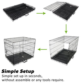 Wire Dog Cage Crate 42in with Tray + Cushion Mat + BLUE Cover Combo