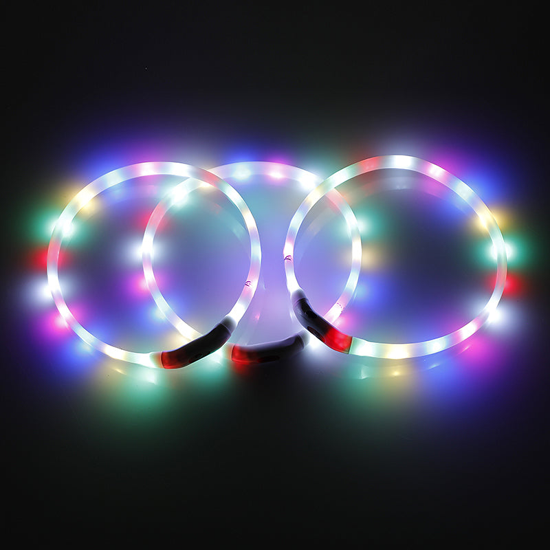 2 X YES4PETS Small 40CM LED Dog Collar USB Rechargeable Night Glow Flashing Light Up Safety Pet Collars