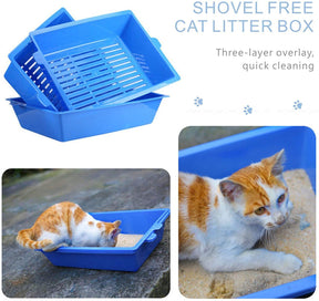 YES4PETS Lift and Sift Self Cleaning Kitty Litter Trays Cat Litter Tray Toilet Sifting Slotted Trays
