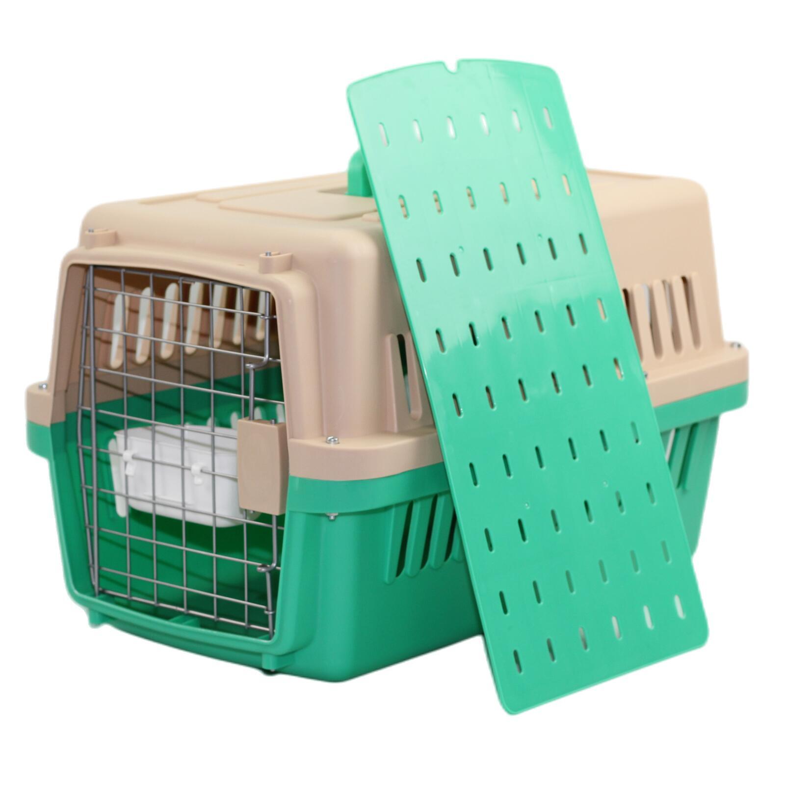 YES4PETS Medium Dog Cat Crate Pet Carrier Airline Cage With Bowl & Tray-Green