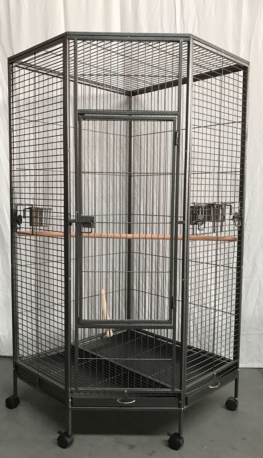 YES4PETS 162cm Large Corner Bird Cage Pet Parrot Aviary Perch Castor Wheel