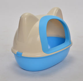 YES4PETS Medium Hooded Cat Toilet Litter Box Tray House With Scoop Blue