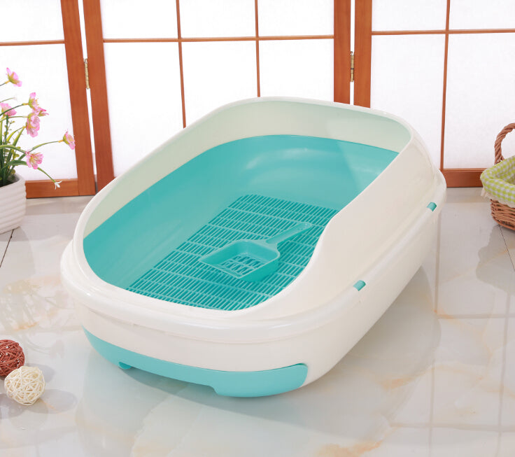 YES4PETS Large Portable Cat Toilet Litter Box Tray with Scoop and Grid Tray-Green