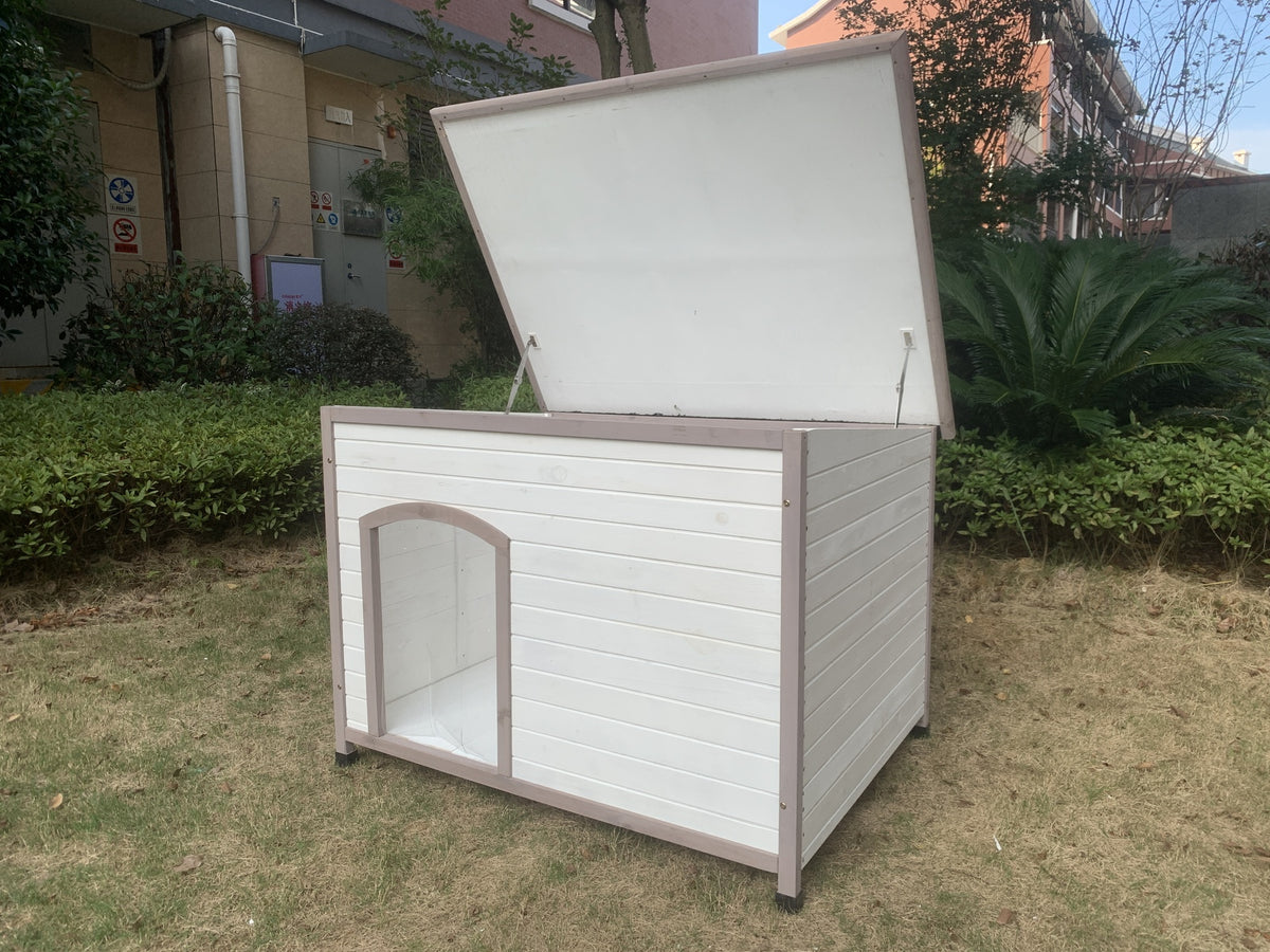 YES4PETS XXL Timber Pet Dog Kennel House Puppy Wooden Timber Cabin With Stripe White