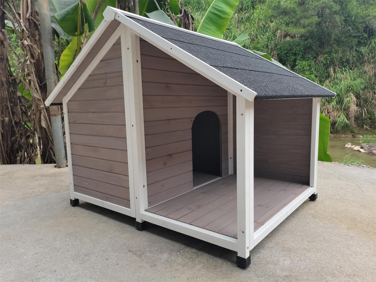 YES4PETS L Timber Pet Dog Kennel House Puppy Wooden Timber Cabin 130x105x100cm Grey