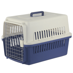 YES4PETS New Medium Dog Cat Rabbit Crate Pet Airline Carrier Cage With Bowl & Tray Dark Blue