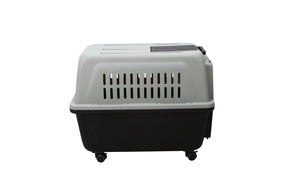 YES4PETS Large Plastic Kennels Pet Carrier Dog Cat Cage Crate With Handle and Wheel Black