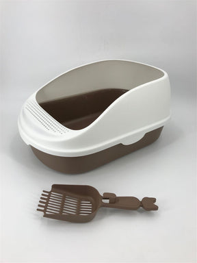 YES4PETS Large Deep Portable Cat Toilet Litter Box Tray with Scoop Brown
