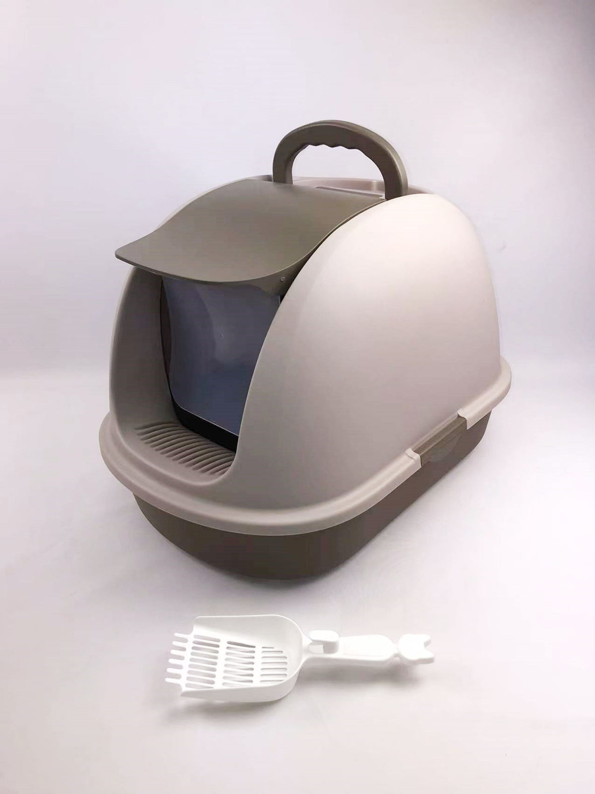 YES4PETS XL Portable Hooded Cat Toilet Litter Box Tray House w Charcoal Filter and Scoop Brown