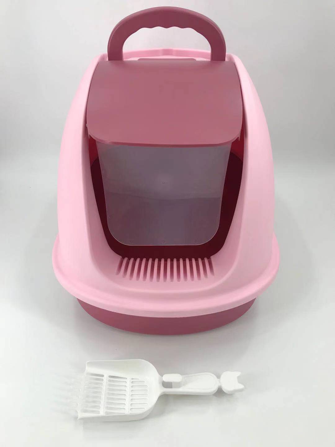 YES4PETS XL Portable Hooded Cat Toilet Litter Box Tray House with Charcoal Filter and Scoop Pink