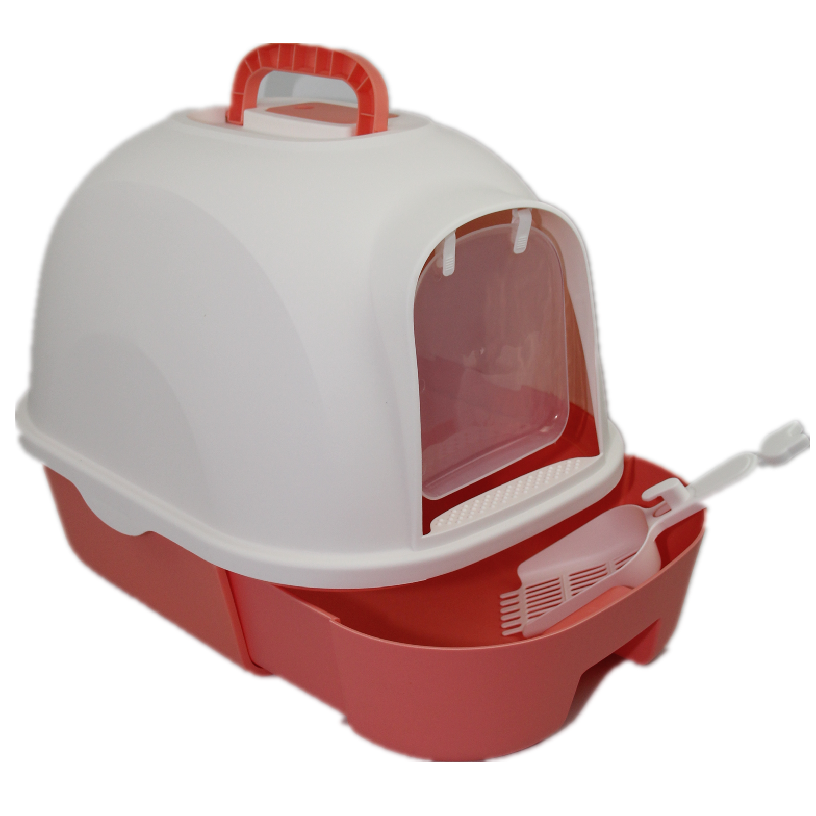 YES4PETS Large Hooded Cat Toilet Litter Box Tray House With Drawer and Scoop Red