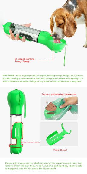 YES4PETS  4 in 1 Portable Pet Dog Puppy Cat Drinking Mug Water Feeder Bottle Valve Travel Bottle Green