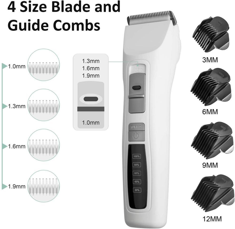 YES4PETS Pet Electric Dog Pet Clipper Kit Blade Set Cat Animal Hair Grooming Cordless White