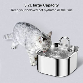 YES4PETS 3.2L Automatic Electric Pet Water Fountain Dog Cat Stainless Steel Feeder Bowl Dispenser