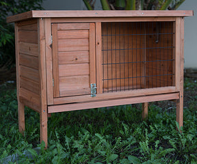 YES4PETS Single Wooden Pet Rabbit Hutch Guinea Pig Cage with Slide out Tray