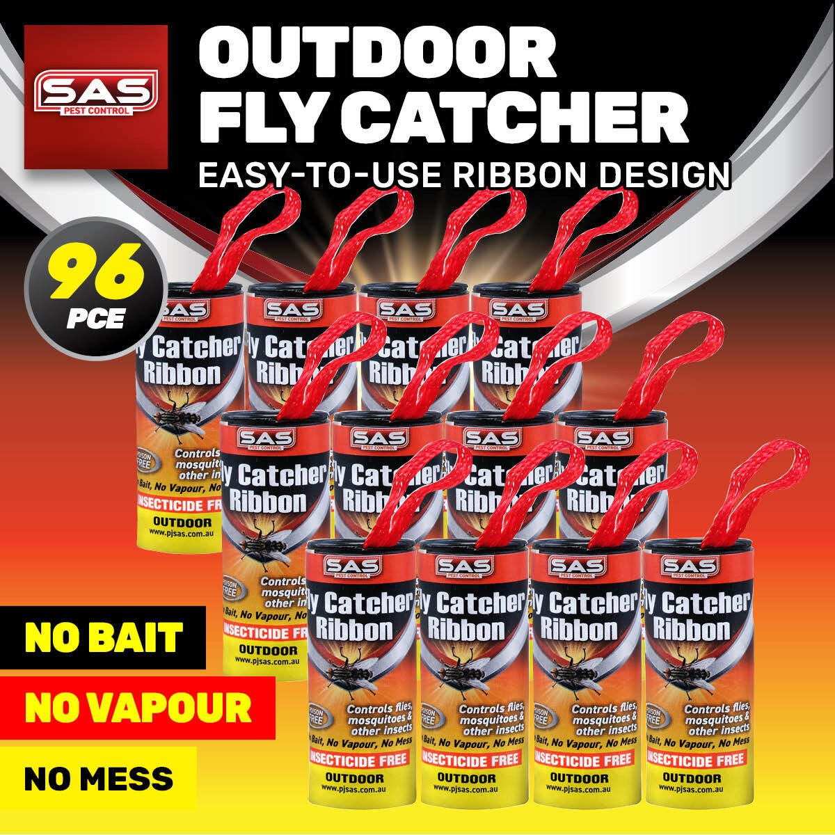 SAS Pest Control 96PCE Fly Catcher Outdoor Use Chemical Free Disposable