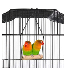 92cm Large Portable Wire Bird Cage Birdcage  Parrot Cage Wooden Stand Pole Feeding Cup Black