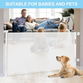 Retractable 1.5M Doorways Hallways Stairs Baby Gate Dog Pet Gate Indoor Outdoor Safety Gates White