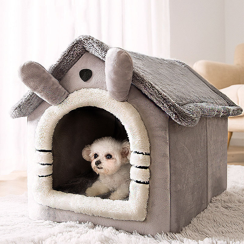 Medium Dog House Bed Portable Cat Bed Removable Cushion Cat Cave, Foldable  Pets Puppy Kitten Rabbit