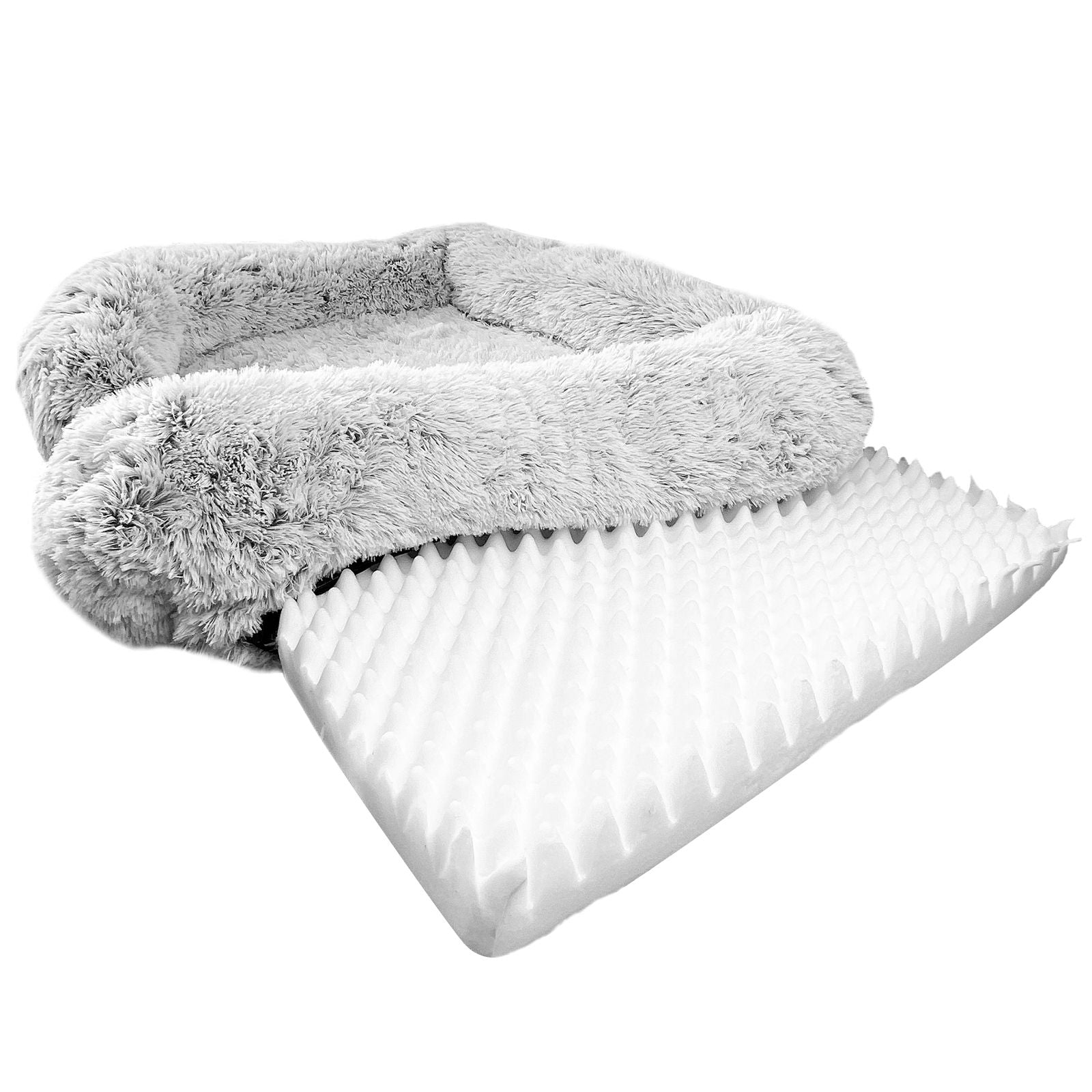 Dog Cat Pet Warm Soft Plush Nest Comfy Kennel Sleeping Calming Bed Memory Foam L