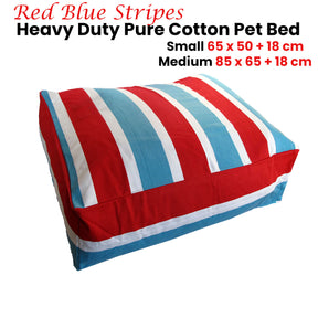 Heavy Duty Pure Cotton Pet Dog Bed Cover Small Blue Red Stripes