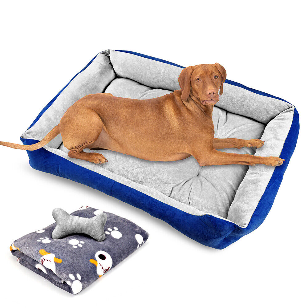 Vaka Navy Dog Bed Pet Cat Calming Floor Mat Sleeping Cave Washable Extra Large 29701