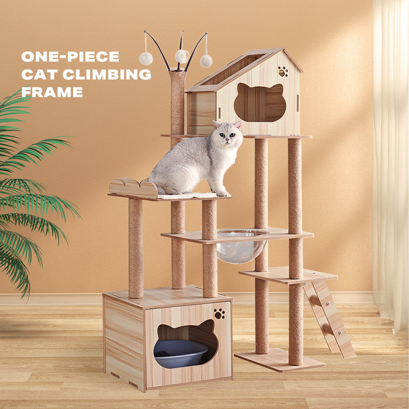 160cm Cat Tree Scratching Post House Condo Furniture Feline Scratcher Tower Toys