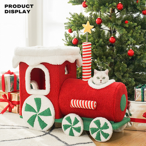 Christmas Gift Train Cat Tree Cat nest Integrated Cat Nest Toy Scratching Post