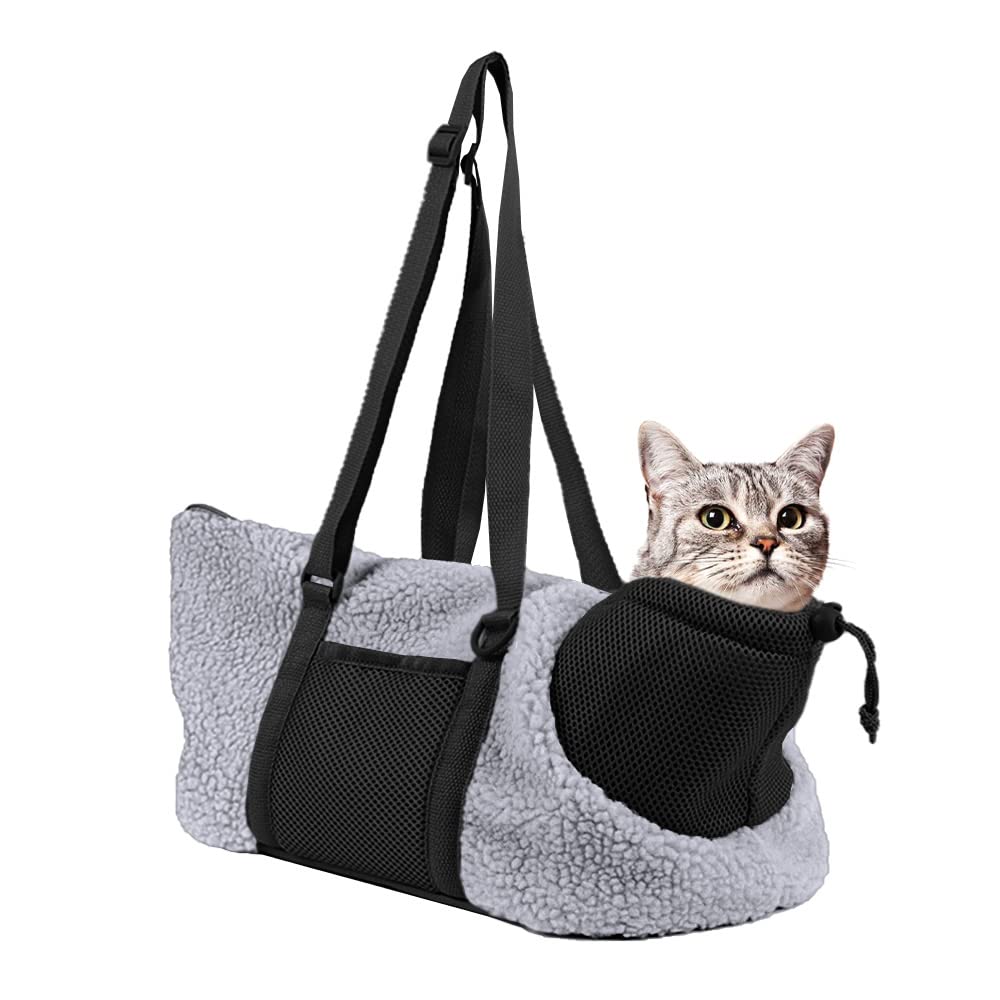 LIFEBEA Small Cat Carrier Pet bag: Comfy Shoulder Bag with Adjustable Strap for Small Dogs, Puppies, Kittens Up to 3kg /6.6 lbs - Grey