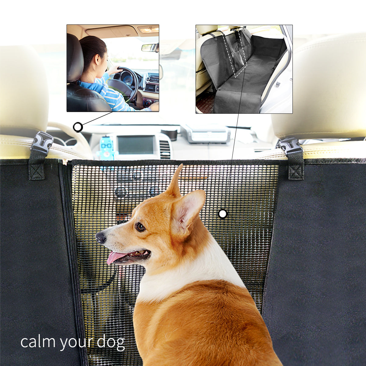 Ondoing Cargo Pet Car Boot Back Seat Cover Rear Dog Waterproof Protector Liner Mat Pad Cream